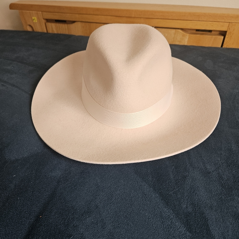Phenix Light Pink Wide Brim Wool Fedora